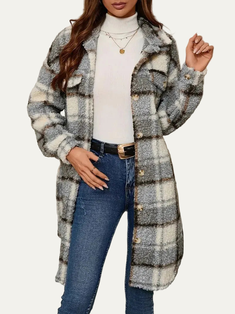 VogeLuxe | Women’s Oversized Plaid Shacket Jacket