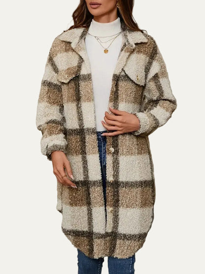 VogeLuxe | Women’s Oversized Plaid Shacket Jacket