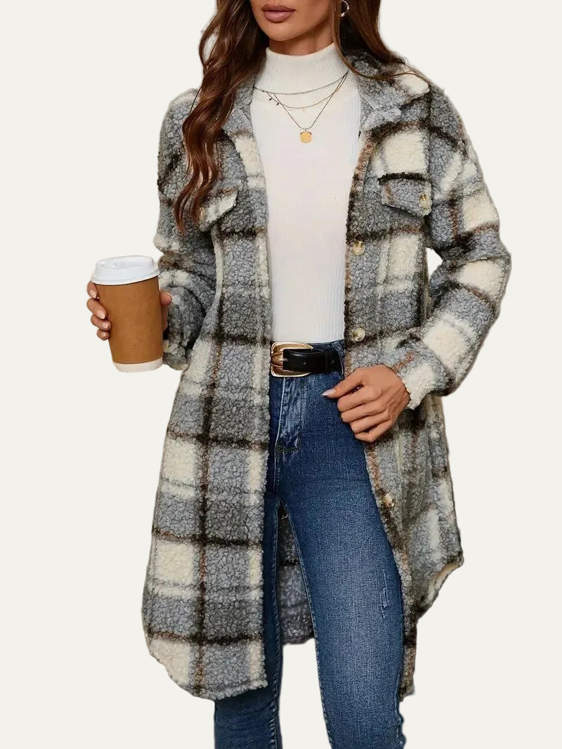 VogeLuxe | Women’s Oversized Plaid Shacket Jacket