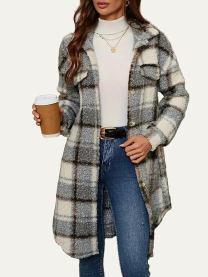 VogeLuxe | Women’s Oversized Plaid Shacket Jacket