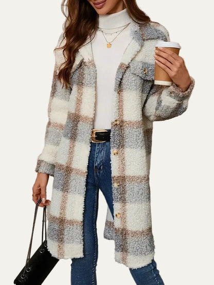 VogeLuxe | Women’s Oversized Plaid Shacket Jacket
