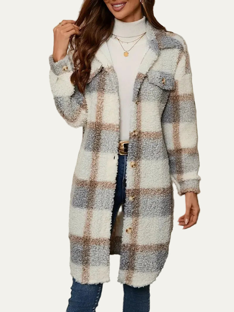 VogeLuxe | Women’s Oversized Plaid Shacket Jacket