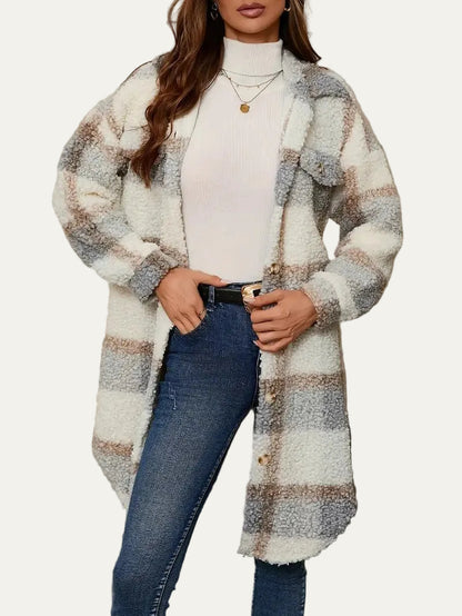 VogeLuxe | Women’s Oversized Plaid Shacket Jacket
