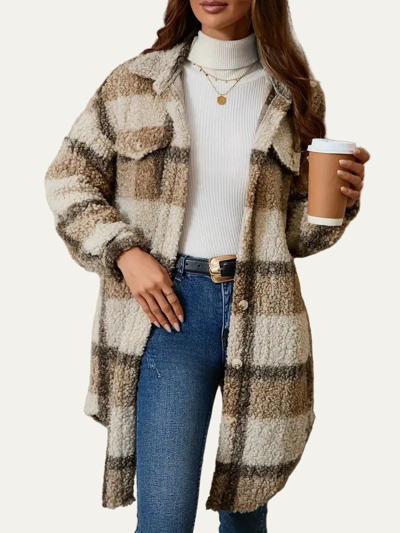 VogeLuxe | Women’s Oversized Plaid Shacket Jacket