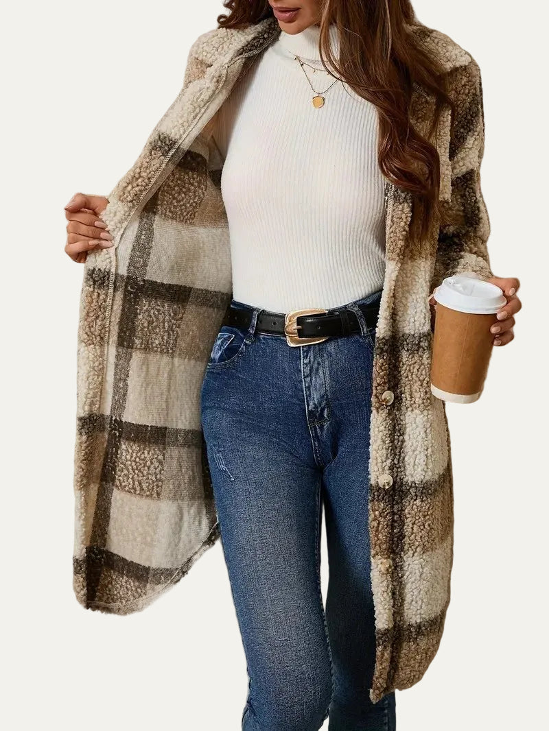 VogeLuxe | Women’s Oversized Plaid Shacket Jacket