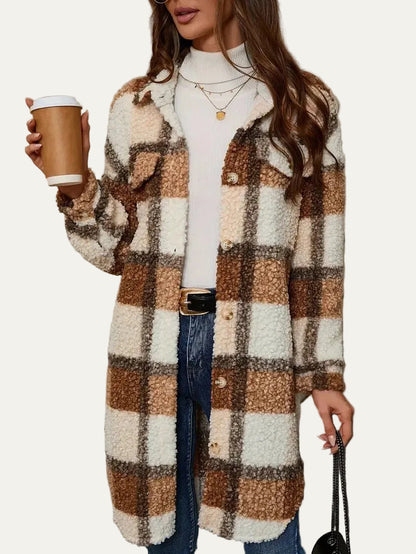 VogeLuxe | Women’s Oversized Plaid Shacket Jacket