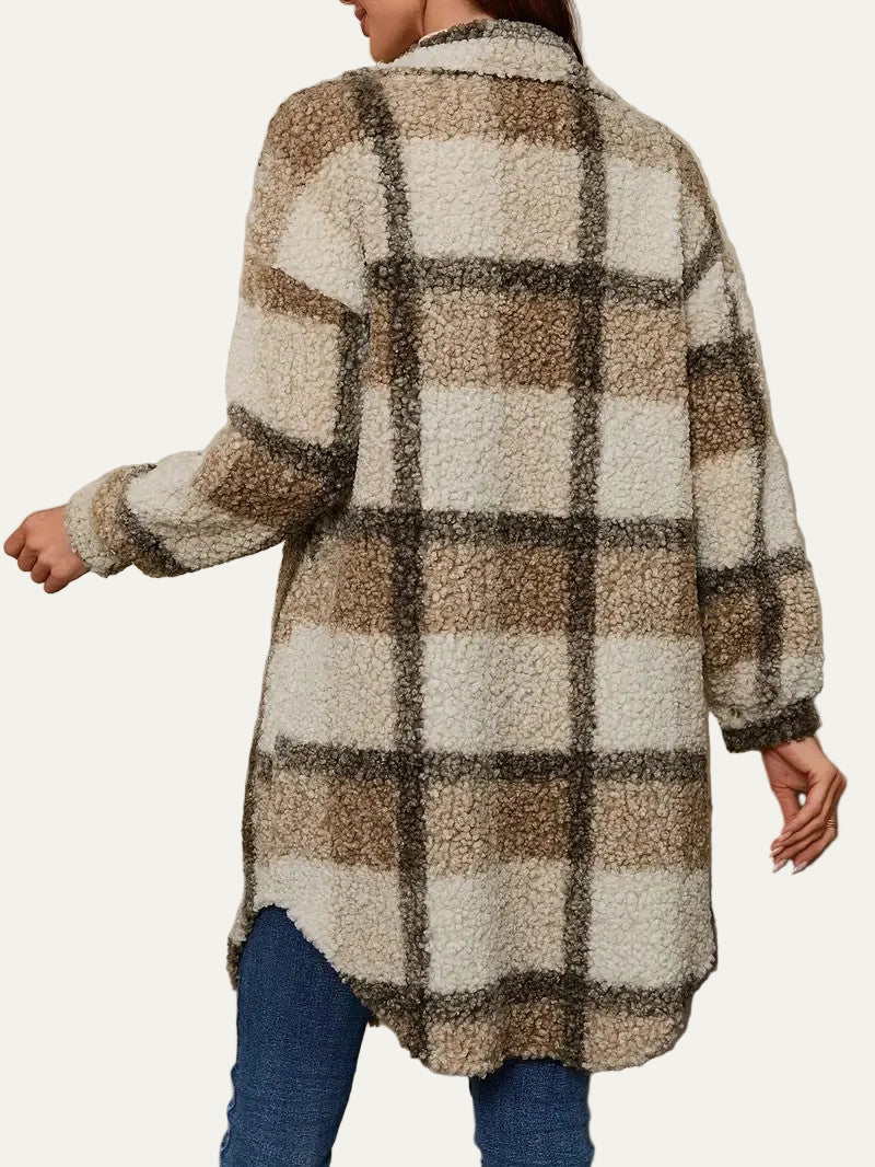 VogeLuxe | Women’s Oversized Plaid Shacket Jacket