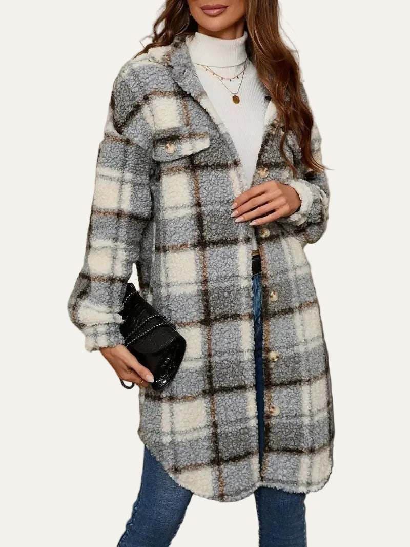 VogeLuxe | Women’s Oversized Plaid Shacket Jacket