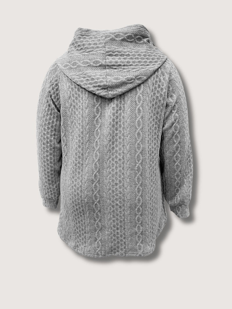 VogeLuxe | Women’s Cable Knit Zip Up Hooded Cardigan