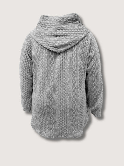 VogeLuxe | Women’s Cable Knit Zip Up Hooded Cardigan