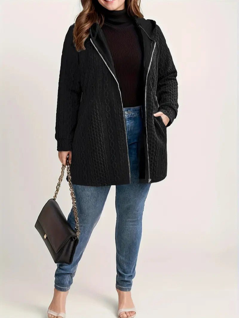 VogeLuxe | Women’s Cable Knit Zip Up Hooded Cardigan