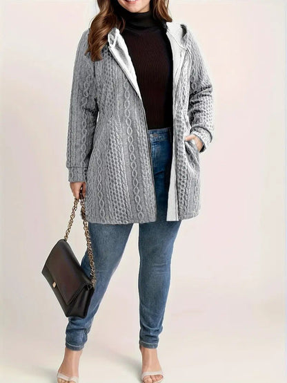 VogeLuxe | Women’s Cable Knit Zip Up Hooded Cardigan