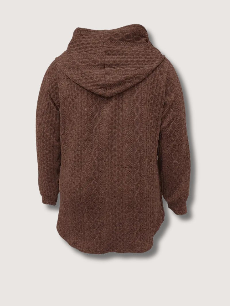 VogeLuxe | Women’s Cable Knit Zip Up Hooded Cardigan
