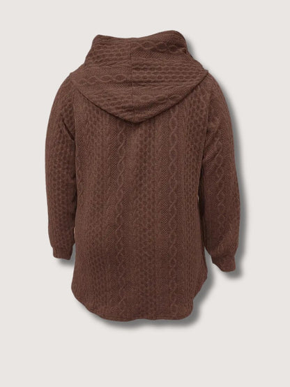 VogeLuxe | Women’s Cable Knit Zip Up Hooded Cardigan