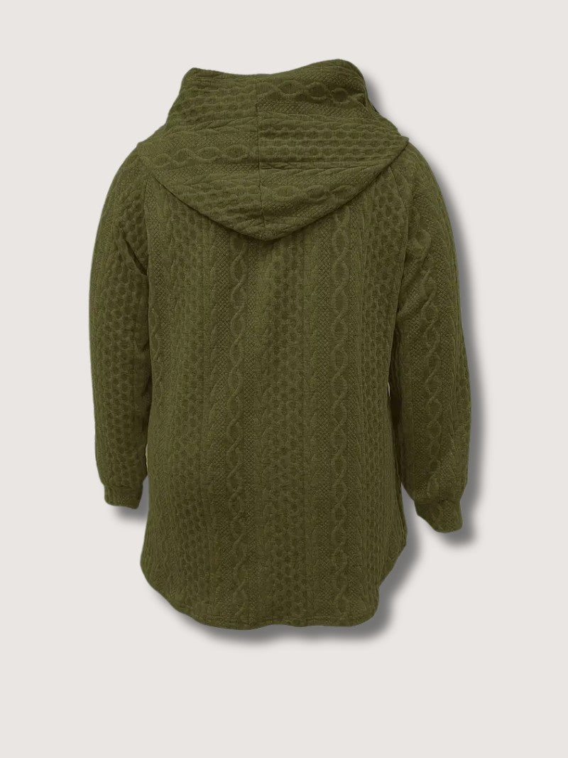 VogeLuxe | Women’s Cable Knit Zip Up Hooded Cardigan
