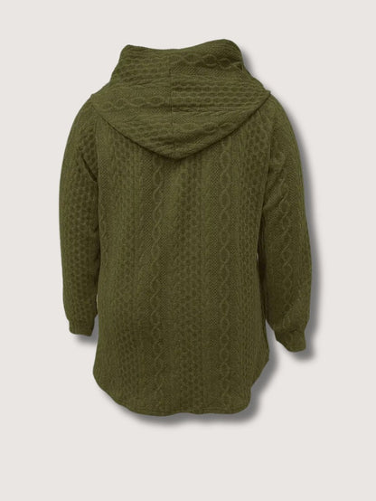 VogeLuxe | Women’s Cable Knit Zip Up Hooded Cardigan