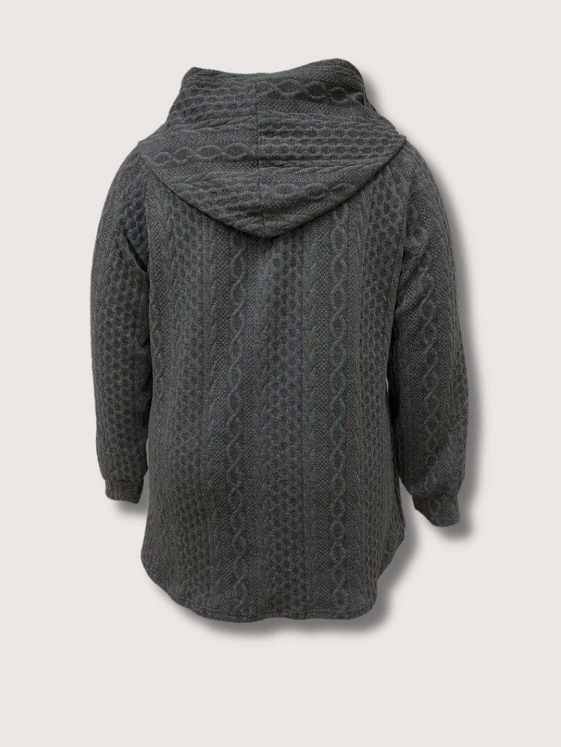 VogeLuxe | Women’s Cable Knit Zip Up Hooded Cardigan