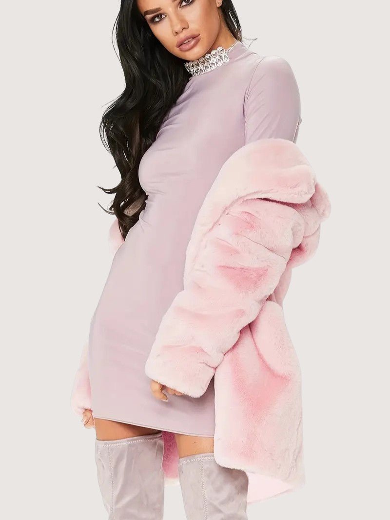 VogeLuxe | Women’s Plush Faux Fur Mid Length Coat