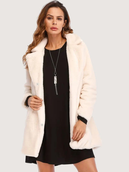 VogeLuxe | Women’s Plush Faux Fur Mid Length Coat