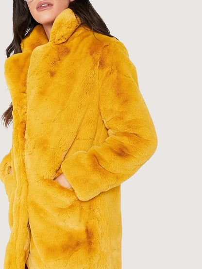 VogeLuxe | Women’s Plush Faux Fur Mid Length Coat