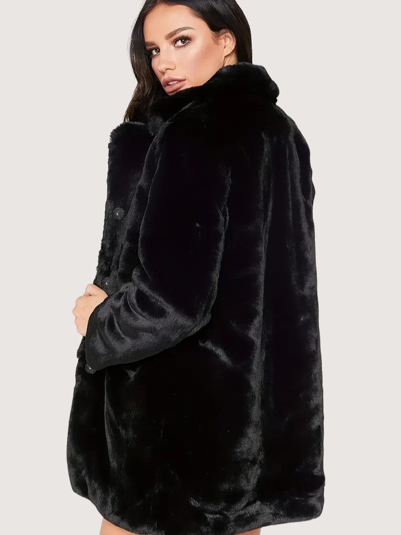 VogeLuxe | Women’s Plush Faux Fur Mid Length Coat