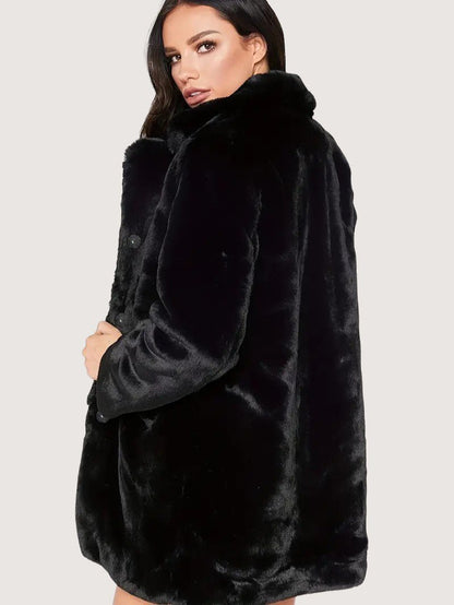 VogeLuxe | Women’s Plush Faux Fur Mid Length Coat