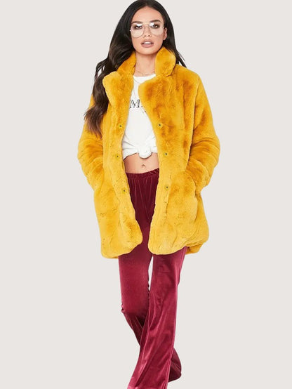VogeLuxe | Women’s Plush Faux Fur Mid Length Coat
