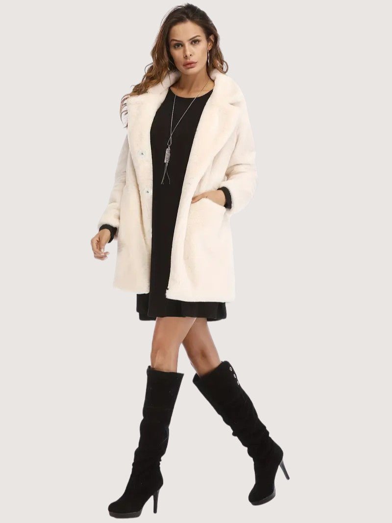 VogeLuxe | Women’s Plush Faux Fur Mid Length Coat