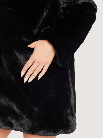 VogeLuxe | Women’s Plush Faux Fur Mid Length Coat