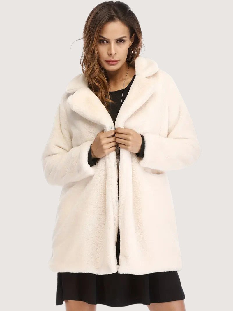 VogeLuxe | Women’s Plush Faux Fur Mid Length Coat