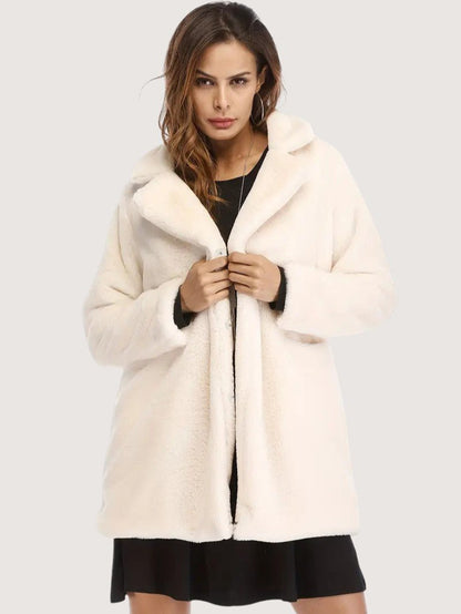 VogeLuxe | Women’s Plush Faux Fur Mid Length Coat