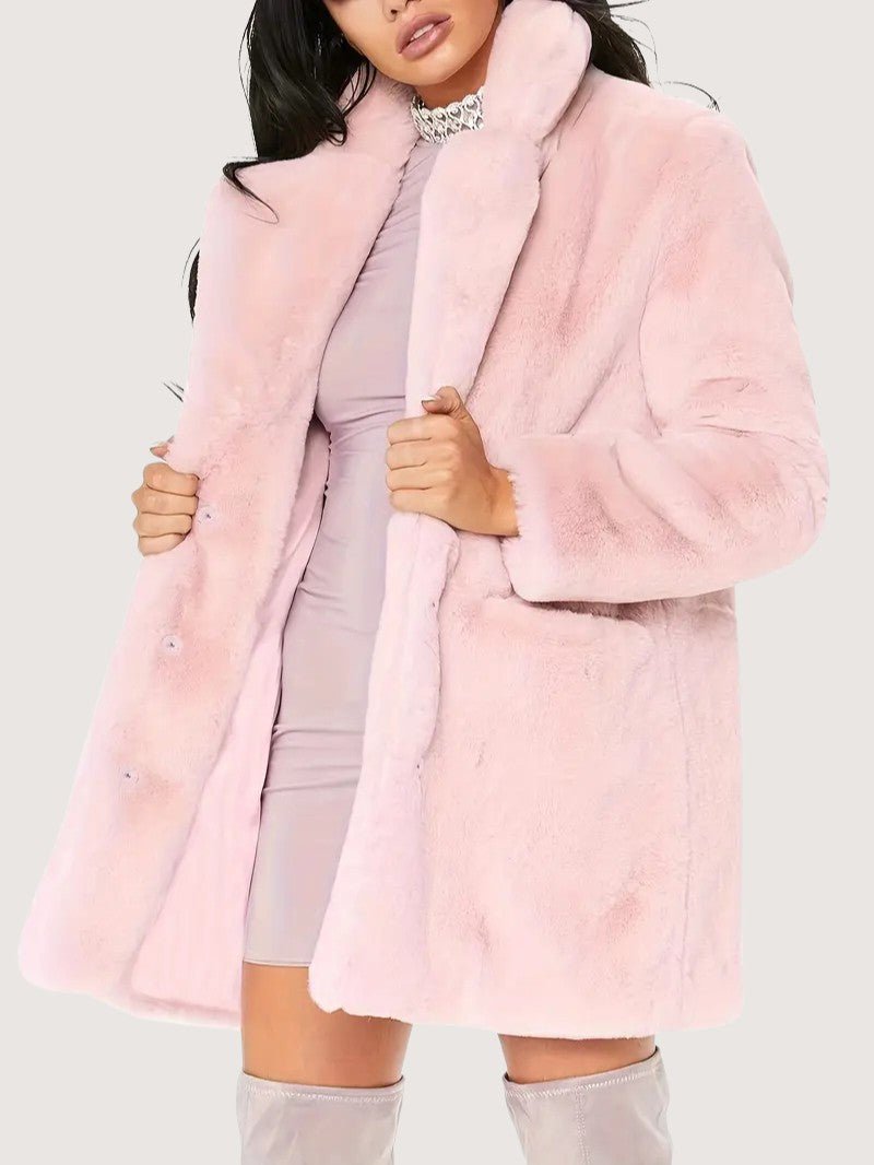 VogeLuxe | Women’s Plush Faux Fur Mid Length Coat