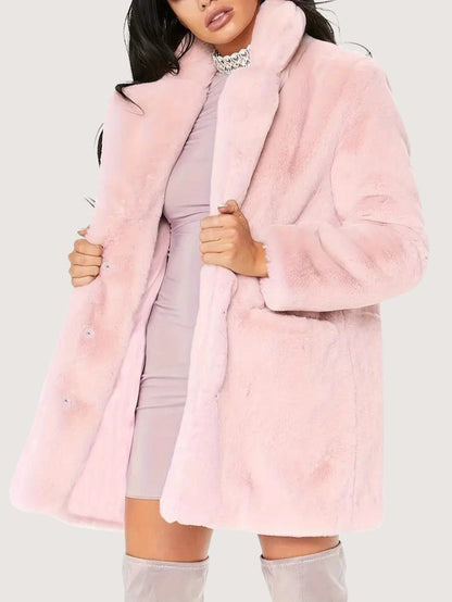 VogeLuxe | Women’s Plush Faux Fur Mid Length Coat