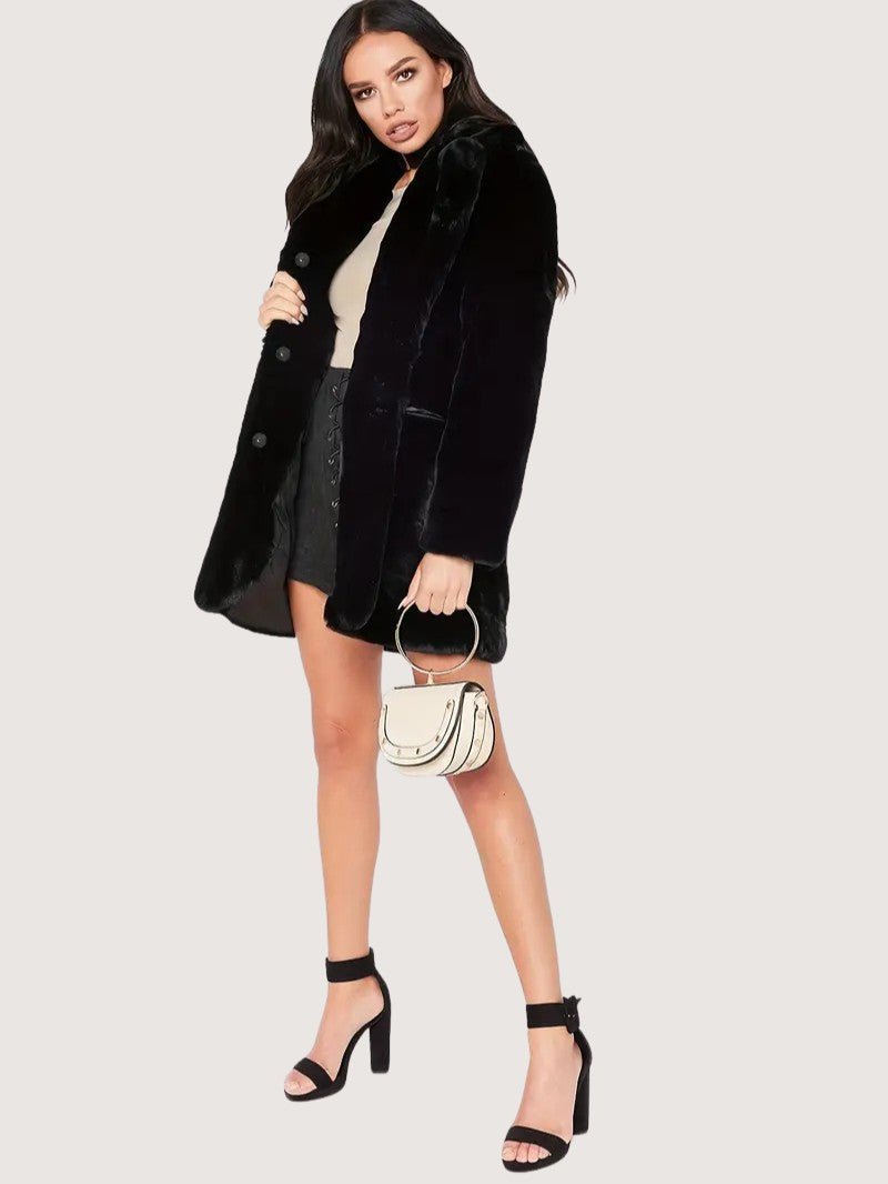 VogeLuxe | Women’s Plush Faux Fur Mid Length Coat