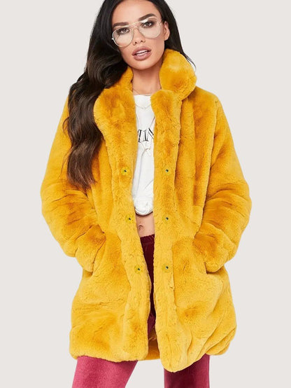 VogeLuxe | Women’s Plush Faux Fur Mid Length Coat
