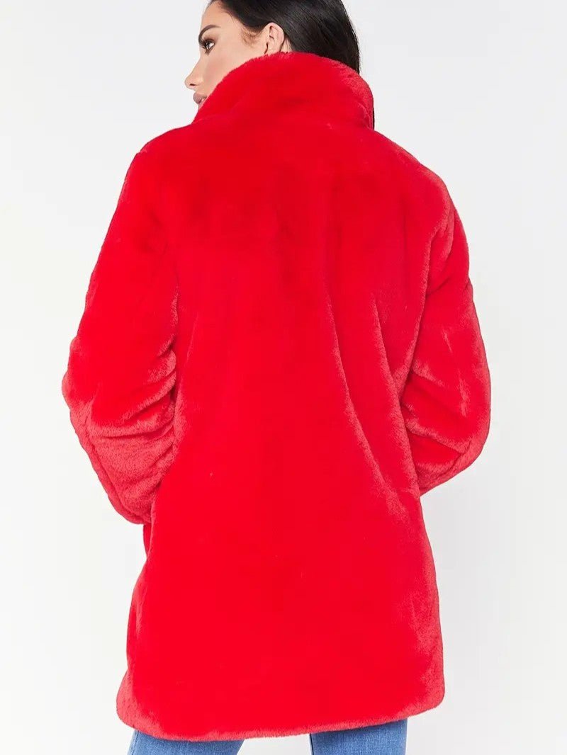 VogeLuxe | Women’s Plush Faux Fur Mid Length Coat