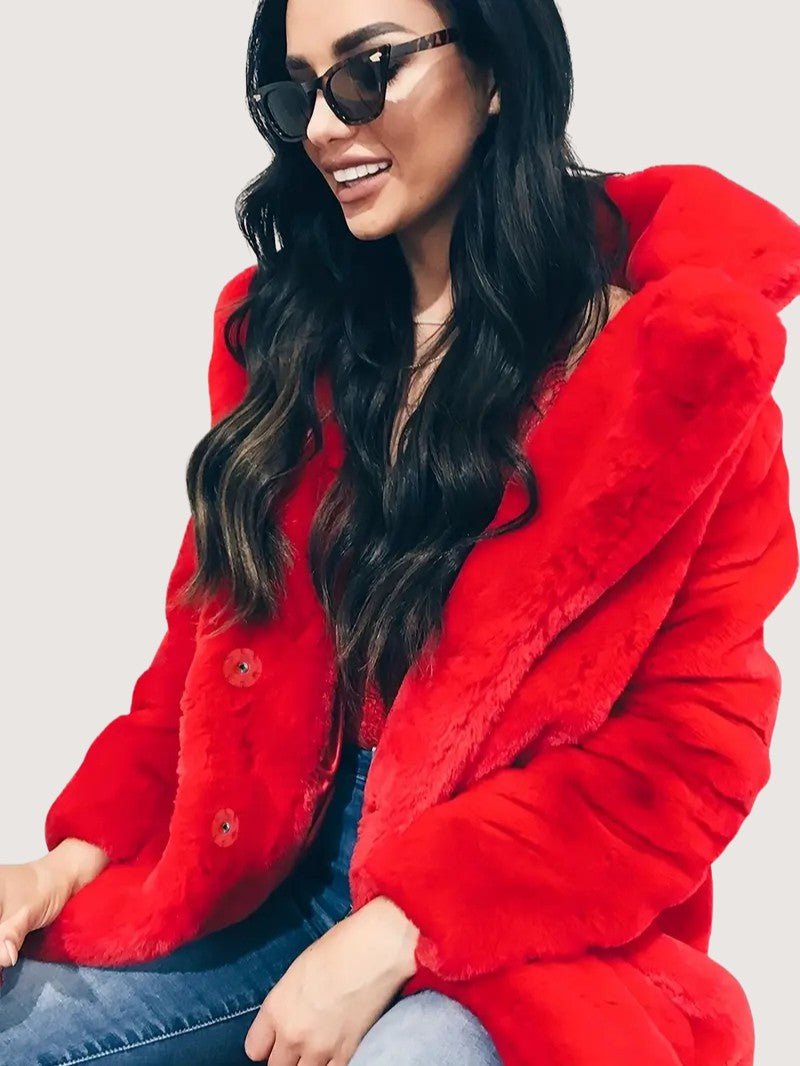 VogeLuxe | Women’s Plush Faux Fur Mid Length Coat