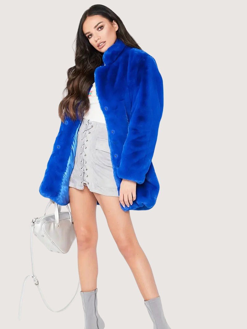 VogeLuxe | Women’s Plush Faux Fur Mid Length Coat