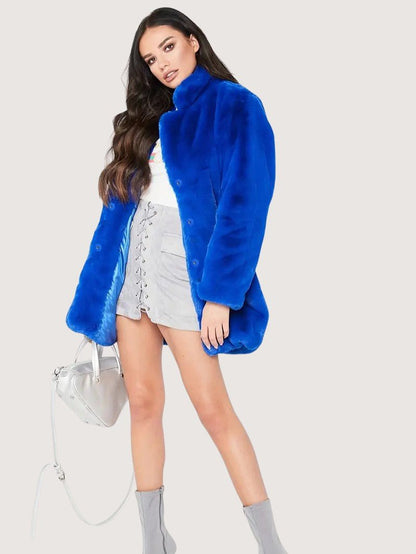 VogeLuxe | Women’s Plush Faux Fur Mid Length Coat