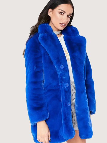 VogeLuxe | Women’s Plush Faux Fur Mid Length Coat