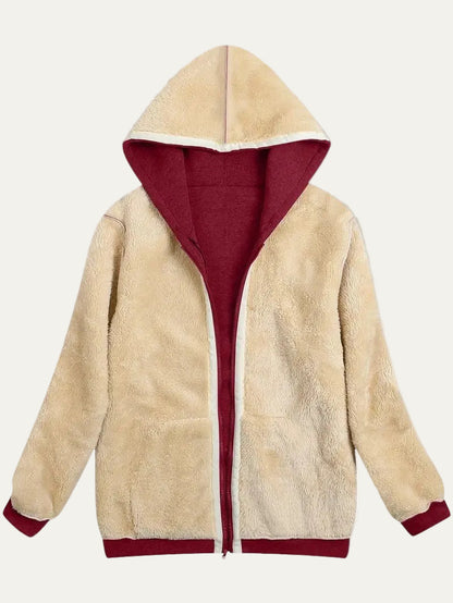 VogeLuxe | Women’s Reversible Plush Fleece Full Zip Hoodie