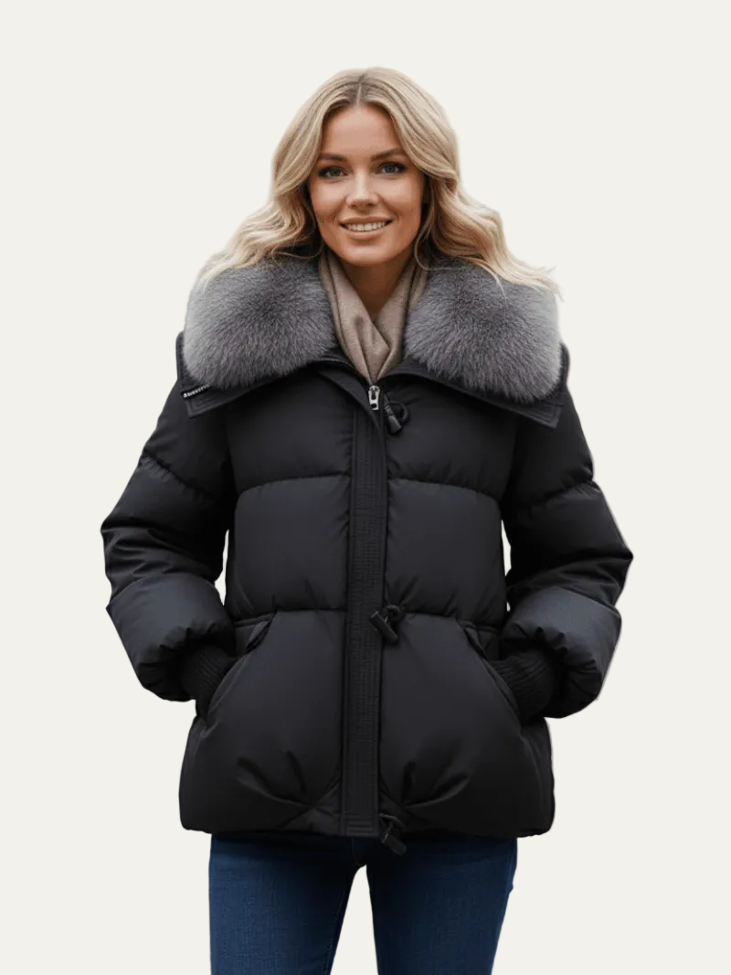 VogeLuxe | Women’s Faux Fur Collar Quilted Puffer Jacket