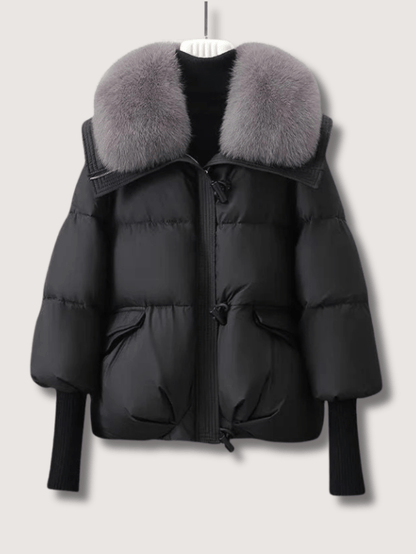 VogeLuxe | Women’s Faux Fur Collar Quilted Puffer Jacket