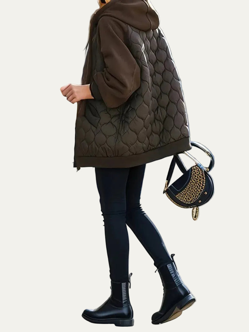 VogeLuxe | Women’s Longline Hooded Hybrid Puffer Jacket
