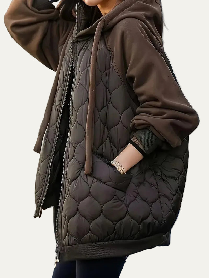 VogeLuxe | Women’s Longline Hooded Hybrid Puffer Jacket