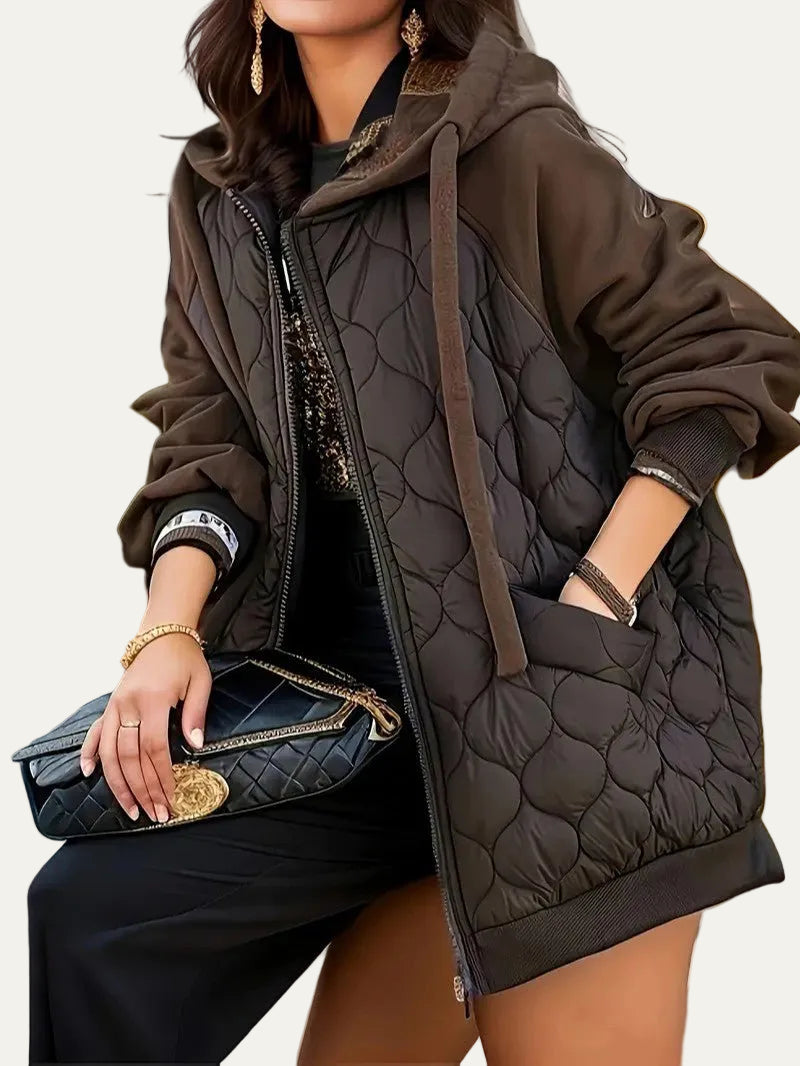 VogeLuxe | Women’s Longline Hooded Hybrid Puffer Jacket