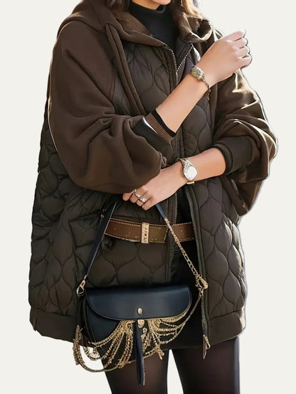 VogeLuxe | Women’s Longline Hooded Hybrid Puffer Jacket