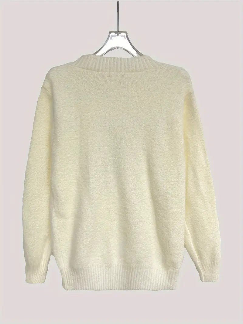 VogeLuxe | Women’s Fuzzy Knit Deer Embroidered Sweater