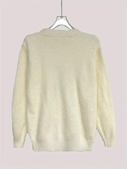 VogeLuxe | Women’s Fuzzy Knit Deer Embroidered Sweater