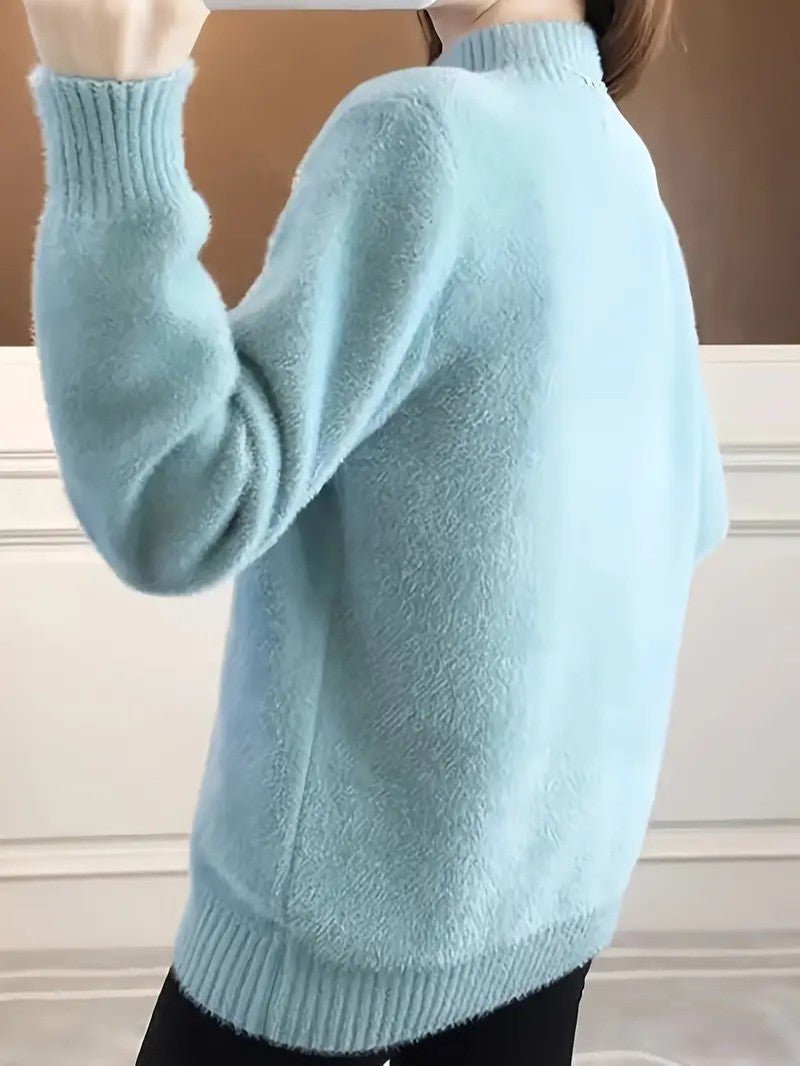 VogeLuxe | Women’s Fuzzy Knit Deer Embroidered Sweater